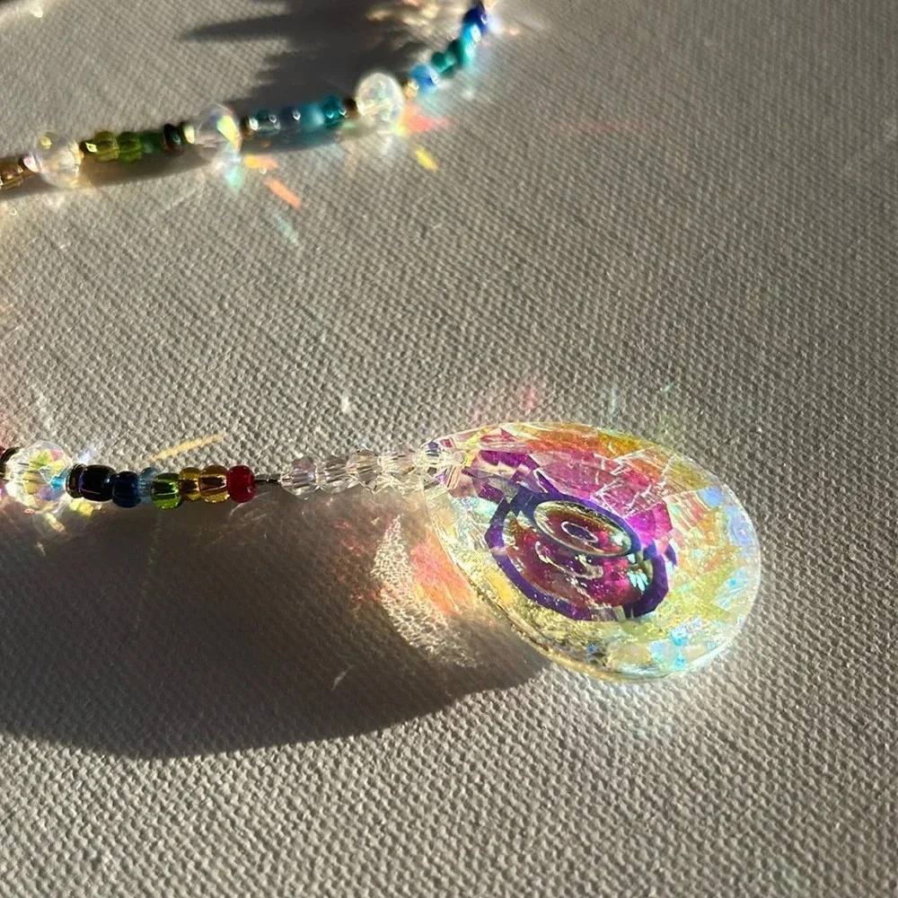 ✨ Handmade rainbow crystal suncatcher w crystal prism 🌈🌞 Window or Car decor - Picture 8 of 9